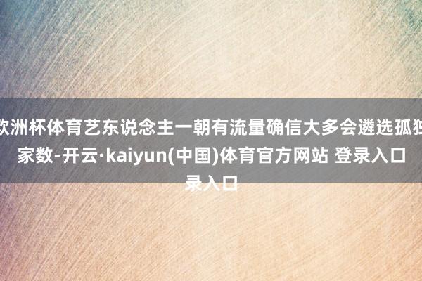 欧洲杯体育艺东说念主一朝有流量确信大多会遴选孤独家数-开云·kaiyun(中国)体育官方网站 登录入口