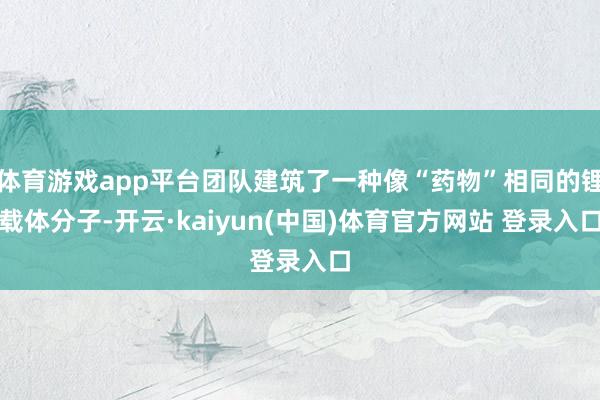 体育游戏app平台团队建筑了一种像“药物”相同的锂载体分子-开云·kaiyun(中国)体育官方网站 登录入口